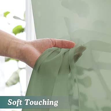 Chyhomenyc Sheer Window Curtains 144 inch Extra Long 2PCS, Airy Scarf Drapes Rod Pocket Window Treatments for Christmas/Wedding/Living Room/Anniversary, 12FT L, 42Wx144L, Sage Green - Image 2