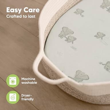 2-Pack Organic Bassinet Sheets for Girls, Boys - 100% Cotton Bassinet Mattress Sheets Compatible with Halo Bassinest Swivel Sleeper, Graco, Baby Delight, Chicco, Unisex Fitted Bassinet Sheets (Herb) - Image 7