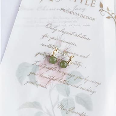 LOOYUUPEE Natural Hetian Jade & Zircon Earrings for Women, Dainty Lucky Green Jade Leaf Charm Pendant Jewelry Studs, Handmade Ear Stud Earrings for Mom Lover Her (925 Sterling Silver with Gold Plated) - Image 6