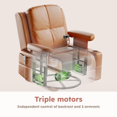 MAMAZING Rocking Chair Nursery with Adjustable Armrests, Electric Glider Recliner Nursing Chair for Breastfeeding, Power Swivel Recliner Chairs with USB Port and Storage, FSC Certified (Mocha) - Image 5