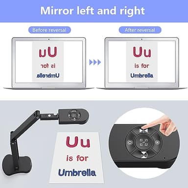 THUSTAR 8MP Document Camera & Webcam 4K with Dual Microphones, USB Visualiser A3-Size, 3-Level LED Lights, Image Invert Function, Fold, for Live Demo, Distance Education -Windows, macOS and Chrome OS - Image 7