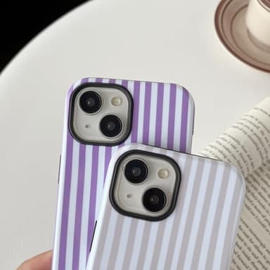 Longlayss Compatible with iPhone 13/14 Case Cute Aesthetic Striped Phone Case for Women Girl Shockproof Slim TPU and Hard PC Protective Cover (Pink) - Image 8
