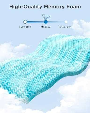 PERLECARE 4 Inch 7-Zone King Memory Foam Mattress Topper, Cooling Gel Mattress Topper with Airflow Channels, CertiPUR-US Certified Egg Crate Bed Topper for Body Pressure Relief, King - Image 3