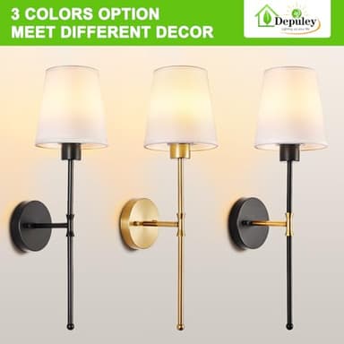 Depuley Battery Operated Wall Sconce: Set of 2 Wireless Wall Lights with Remote for Bedroom - Rechargeable 15 Colors Gold Wall Lamp for Living Room Hallway - Image 8
