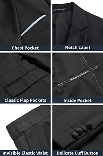 MAGE MALE Men's 2 Piece Suit Notched Lapel One Button Slim Fit Formal Wedding Prom Tuxedo Suits Blazer Pants with Bow Tie Set - Image 2