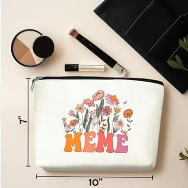 Retro Flower Mothers Day Birthday Gifts for Meme Funny Grandma Gifts from Granddaughter Makeup Bag Cosmetic Bag Retirement Wedding Anniversary Appreciation Gifts for Women Grandma Nana Grandmother - Image 2