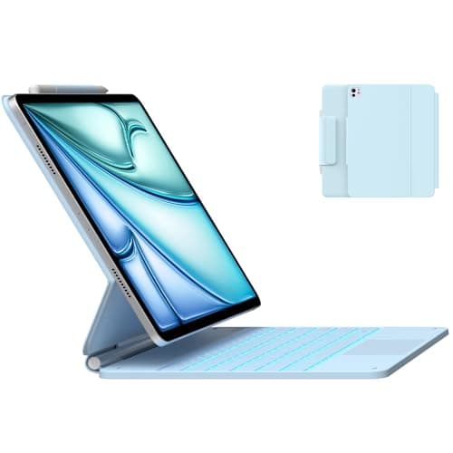 typecase Keyboard Case for iPad Air 13(M3 2025 / M2 2024) and iPad Pro 12.9 (6th, 5th, 4th,3rd Gen),Magic Keyboard, Magnetic Keyboard Case with Multi-Touch Trackpad,11 Colors Backlight,Light Blue - Image 1
