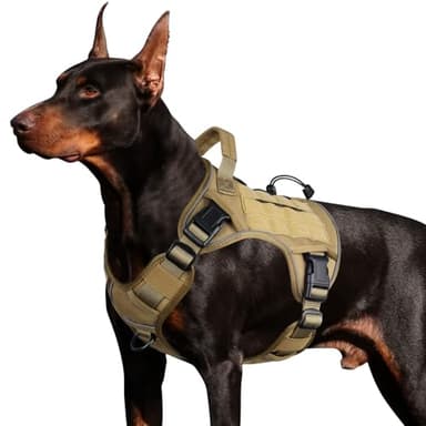 WINGOIN Tactical Dog Harness for Large Dogs, Heavy Duty No Pull Dog Harness with Handle, Adjustable Reflective Military K9 German Shepherd Big Size Dog Vest for Walking, Training, Hunting, Khaki (L) - Image 1