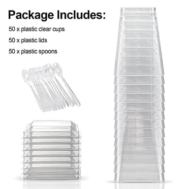 EASERCY 50 Pack 5 oz Plastic Dessert Cups with Lids, Yogurt Parfait/Appetizer Cup with Lids for Party, Mini Dessert Cups with Spoons Dessert Shooter Cups for Pudding, Fruit and Ice Cream - Image 4