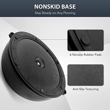 ZELUS Balance Ball Trainer with Resistance Bands & Foot Pump, Inflatable Yoga Ball for Home Gym Workouts, 23 Inch Exercise Half Ball for Balance Training Core Strength Fitness, 330lb Cap (Black) - Image 4