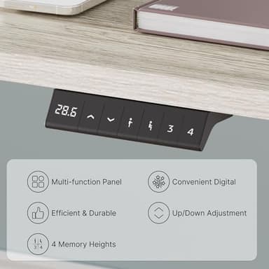 FLEXISPOT EN2 Whole-Piece Standing Desk with Clamp Power Strip, 48 x 30 Electric Stand Up Height Adjustable Desk with Cable Management (Black Frame + 48" Gray Wood Grain Desktop, 2 Packages) - Image 8