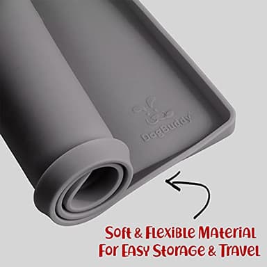 DogBuddy Dog Food Mat – Waterproof Dog Bowl Mat for Food and Water, Silicone Pet Feeding Mats for Floors, Non-Slip Placemat with High Edges for Dogs Bowls, Puppy Essentials (L: 24" x 16", Shadow) - Image 6