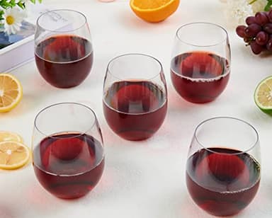 FOCUSLINE 32 Pack Plastic Wine Glasses Stemless, 12 Oz Crystal Clear Disposable Wine Cups, Reusable Plastic Wine Glasses for Parties Weddings, Shatterproof Recyclable and BPA-Free - Image 8