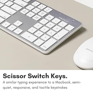 Macally Ultra-Slim USB Wired Keyboard with Number Keypad for Apple Mac Pro, MacBook Pro/Air, iMac, Mac Mini, Laptop Computers, Windows Desktop PC Laptops, Silver (SLIMKEYPROA) - Image 6