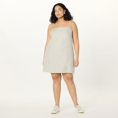 The Drop Women’s Seville Linen Mini Shift Dress, Whisper White/Black Stripe, M - Image 5