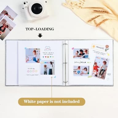 Mublalbum 12x12 Inch Large 3 Ring DIY Scrapbook Photo Album with 40 Plastic Sleeves 80 Pages Linen Cover Folder Binder for Baby Travel Wedding Couple Anniversary and DIY Projects (Black) - Image 3