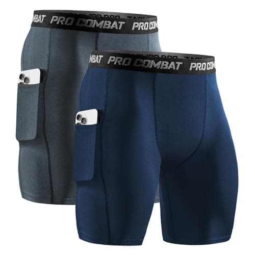 Niksa 2/4 Pack Compression Shorts Men with Pocket, Spandex Running Shorts Sport Athletic Workout Performance Underwear - Image 1