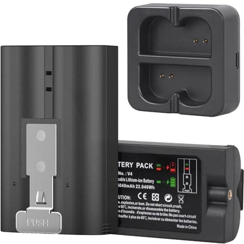Ring Battery 2 Pack with Charger Station, 6040mAh Rechargeable Replacement Battery V4 for Ring-Video Doorbell 2/3/3plus/4, Stick Up Cam and Spotlight Cam (2 Pack Battery with Black Dock) - Image 1
