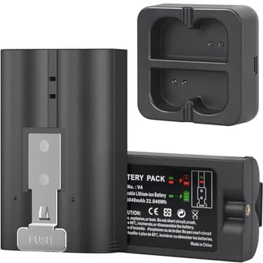 Ring Battery 2 Pack with Charger Station, 6040mAh Rechargeable Replacement Battery V4 for Ring-Video Doorbell 2/3/3plus/4, Stick Up Cam and Spotlight Cam (2 Pack Battery with Black Dock) - Image 1