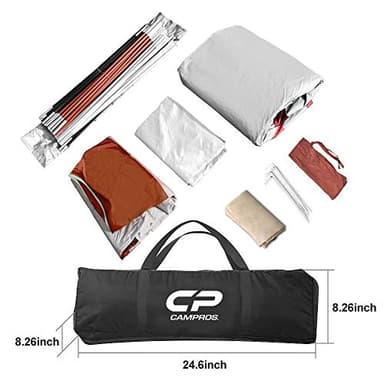 CAMPROS CP Tent-8-Person-Camping-Tents, 8 Person Waterproof Windproof Family Tent, 5 Large Mesh Windows, Double Layer, Divided Curtain for Separated Room, Portable with Carry Bag - Red - Image 5