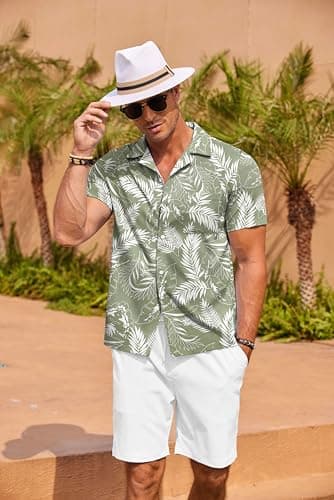 COOFANDY Mens Hawaiian Shirt Short Sleeve Floral Button Down Shirts Tropical Beach Summer Shirts - Image 4