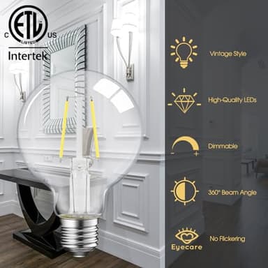 ENERGETIC SMARTER LIGHTING 5W Dimmable G25 LED Edison Light Bulb, G25 (G80) Globe Bulb, 60W Equivalent, 5000K Daylight, Christmas Light, E26 Standard Base, ETL Listed, 6-Pack - Image 7