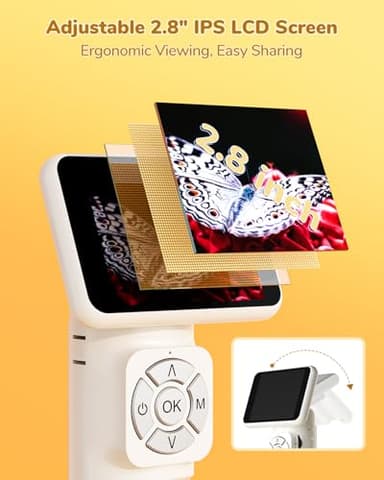 JL113 Microscope for Kids Adults with 2.8" IPS Screen, Handheld Digital Microscope Camera Anti-Shake, 1080P USB Coin Magnifier for Adults with 8 LED Light, Science Kit Kids, PC View, 32GB - Image 7
