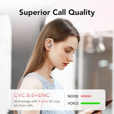 Ear buds Wireless Earbuds Bluetooth 5.3 Headphones 60hrs Playtime with Digital Display Sports Wireless Headphones with Earhook Deep Bass IPX7 Waterproof Over-Ear Earbuds for Android iOS Workout Rose - Image 5