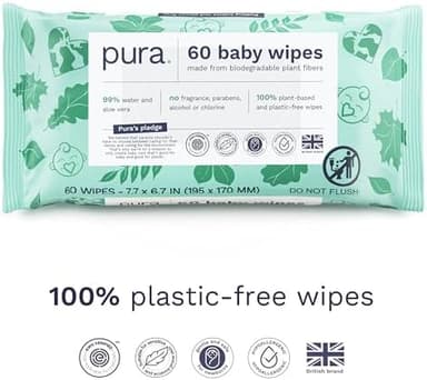 Pura Natural Sensitive Baby Wipes, 99% Water, Unscented & Hypoallergenic, Suitable for Sensitive & Eczema-prone Skin, Hypoallergenic, EWG Verified, 10 Pack of 60 Wet Wipes (600 Diaper Wipes) Bulk Buy - Image 4