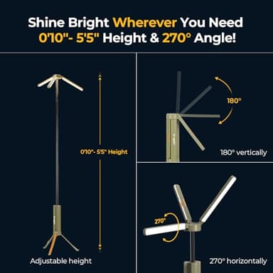 BougeRV Telescopic Camping Light, 15600mAh Collapsible Outdoor Light, Rotatable Electric Lantern, IP54 Waterproof Flashlight, Cordless Camping Tent Lamp for Emergency, Camping, Hiking, 2025 Version - Image 3