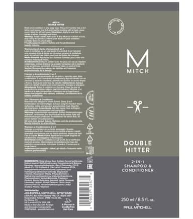 MITCH by Paul Mitchell Double Hitter 2-in-1 Shampoo and Conditioner for Men, For All Hair Types, 33.8 fl. oz. - Image 7