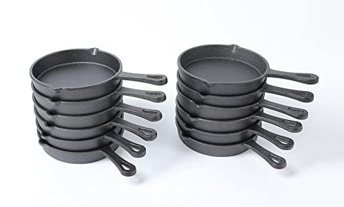 HAWOK Cast Iron mini skillet mini pie pan Dia.5.3 inch Pack of 12 Pre-seasoned Round - Image 1