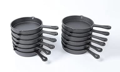 HAWOK Cast Iron mini skillet mini pie pan Dia.5.3 inch Pack of 12 Pre-seasoned Round - Image 1