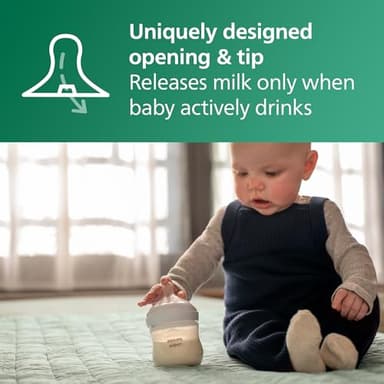 Philips Avent Natural Glass Baby Bottle with Natural Response Nipple (Slow Flow, Flow 2), 4oz, SCY910/01 - Image 5