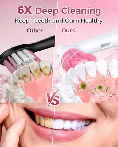 TEETHEORY Rotating Electric Toothbrush for Adults with 8 Brush Heads, Deep Clean Rechargeable Electric Toothbrush with 4 Modes and 2 Min Smart Timer, Last 30 Days and IPX7 Waterproof Pink - Image 3