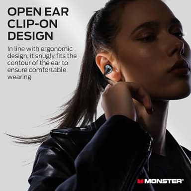 Monster Open Ear AC600 Headphones, Bluetooth 5.4 Wireless Earbuds with HiFi Stereo, Clip-On Earbuds with ENC Clear Call, 21H Playtime, Touch Control, IPX6 Waterproof Wireless Headphones for Sport - Image 7