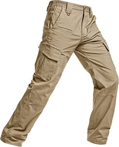 CQR Men's Flex Ripstop Tactical Pants, Water Resistant Stretch Cargo Pants, Lightweight EDC Hiking Work Pants, Dura Flex Khaki, 38W x 32L - Image 8