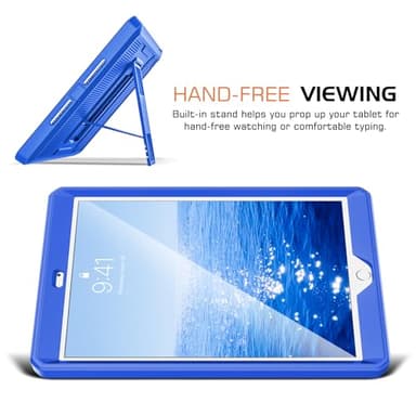 MoKo Case Fit 2018/2017 iPad 9.7 6th/5th Generation - [Heavy Duty] Shockproof Full Body Rugged Hybrid Cover with Built-in Screen Protector Compatible with Apple iPad 9.7 Inch 2018/2017, Blue Wave - Image 4
