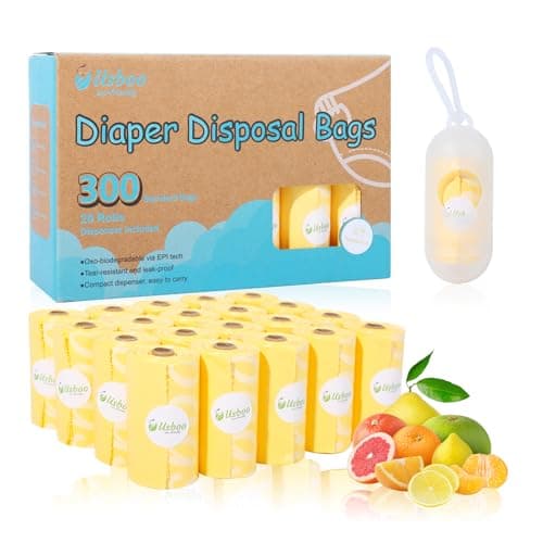 USBOO Diaper Disposal Bags - 20 Refill Rolls/300 Pack Baby Poop Bag with Dispenser | Tropical Fruit Scented | Leak Proof & Trash Bags for Diapers | Baby Essentials - Image 1