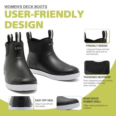 CKWLXQY Women's Deck Boots, Waterproof Ankle Rain Boots with Anti-Slip Traction, Rubber Garden & Fishing Boots for Boating, Camping, Farming & Outdoor Work - Image 3