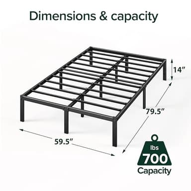 ZINUS 14 Inch Elias Metal Platform Bed Frame, Steel Support, No Box Spring Needed, Easy Assembly, Queen - Image 3
