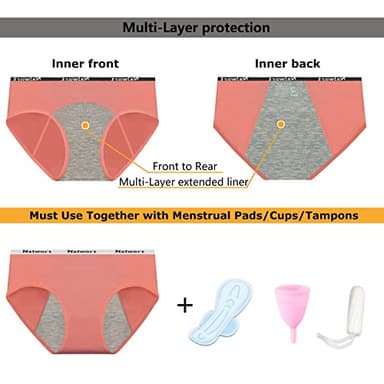 Nalwort Teen Girls Period Underwear Menstrual Period Panties Leak-Proof Cotton Protective Briefs Pack of 6 - Image 5