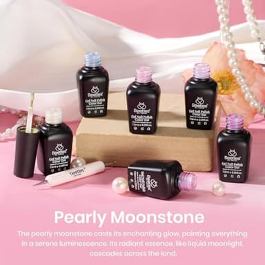 Beetles Pearl Gel Nail Polish, 6 Colors Shimmer Pearl White Pink Purple Mermaid Nail Drawing Gel Polish Soak Off Uv Gel Polish Swirl Shell Thread Effect DIY Manicure Gift for Women - Image 2