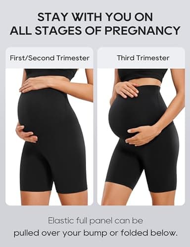 CRZ YOGA Womens Butterluxe Maternity Biker Shorts Over The Belly 6" - Pregnancy Yoga Workout Activewear Black Medium - Image 6