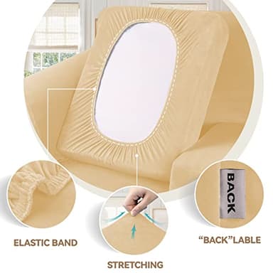 WEERRW Velvet Couch Covers for 2 Cushion Couch Sofa - High Stretch Luxury Velvet Plush 3 Pieces Sofa Slipcovers with Elastic Bottom, Furniture Protector for Pets, Machine Washable, Champagne, Medium - Image 4