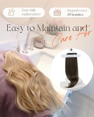 Sunny Hair Clip in Hair Extensions Straight Human Hair Clip in Extensions Remy Clip in Hair Extensions Real Human Hair Extensions Clip ins Dark Brown Ombre Medium Brown Balayage 22inch - Image 5