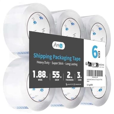 Art3d 6 Rolls Carton Sealing Tape Heavy Duty, Clear Packing Tape, 1.88" x 55 yds, 2 mil Thick - Image 2