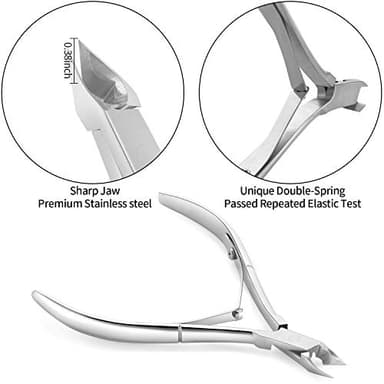 YINYIN Professional Stainless Steel Nippers, Cutter Clippers, Cuticle Remover, Trimmer with Pusher, Pedicure Manicure Tools for Fingernails and Toenails, Sliver - Image 2