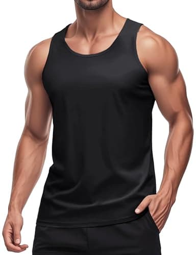 MAGCOMSEN Gym Tank Tops for Men Sun Shirt Quick Dry Summer Bodybuilding Workout Sleeveless Shirt Black Medium - Image 1