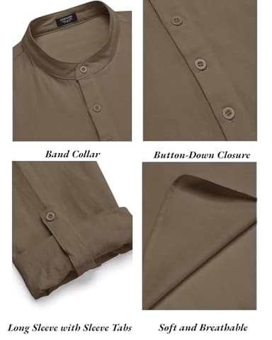 COOFANDY Men's 2 Pieces Cotton Linen Set Long Sleeve Henley Shirts Casual Beach Pants With Pockets Summer Yoga Outfits - Image 5